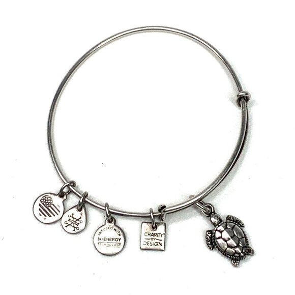 Alex and Ani Turtle Charm Bracelet Silver Finish - Expands 2"- 3.5" - Picture 1 of 2